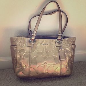 Gold Metallic Large Coach Purse